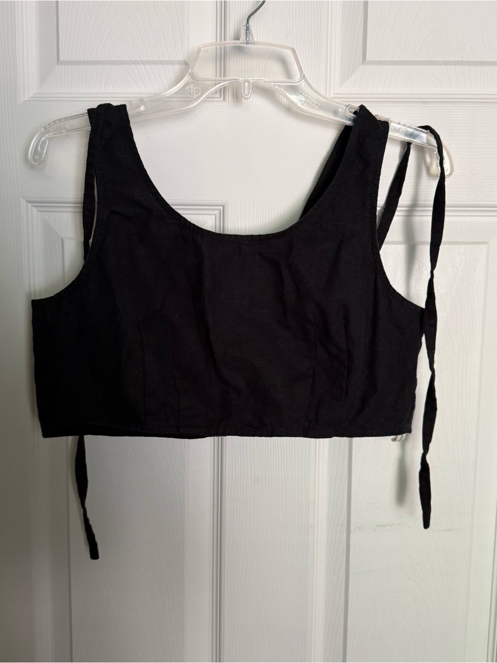 Ovate Violet Top in Black Linen